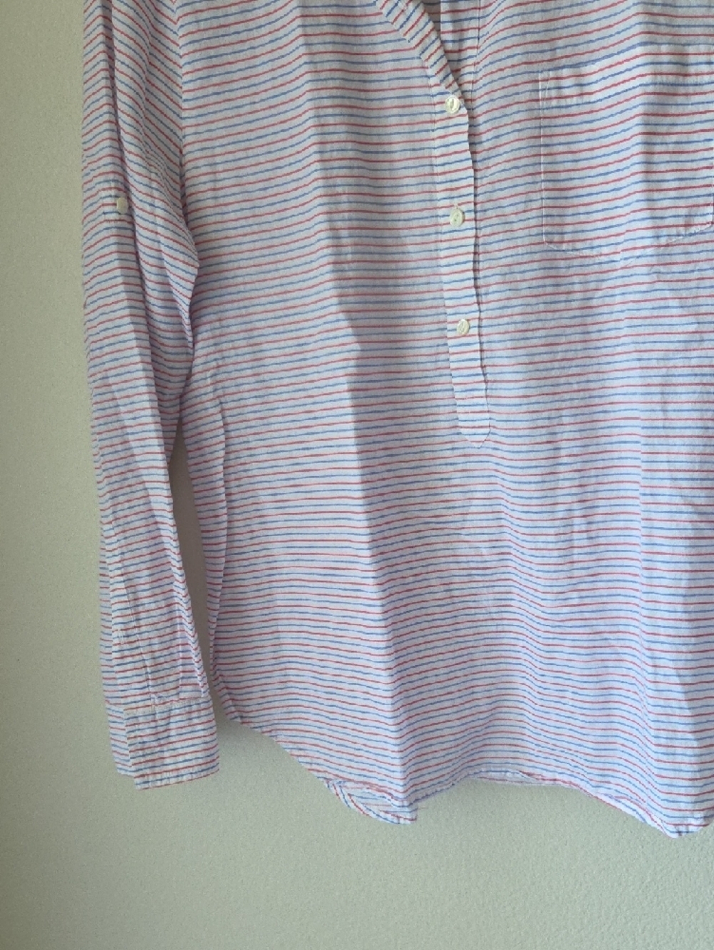 J. Crew Pink and Blue Striped Shirt Button Placket 100% Cotton Sz 12 Lightweight - Picture 5 of 15